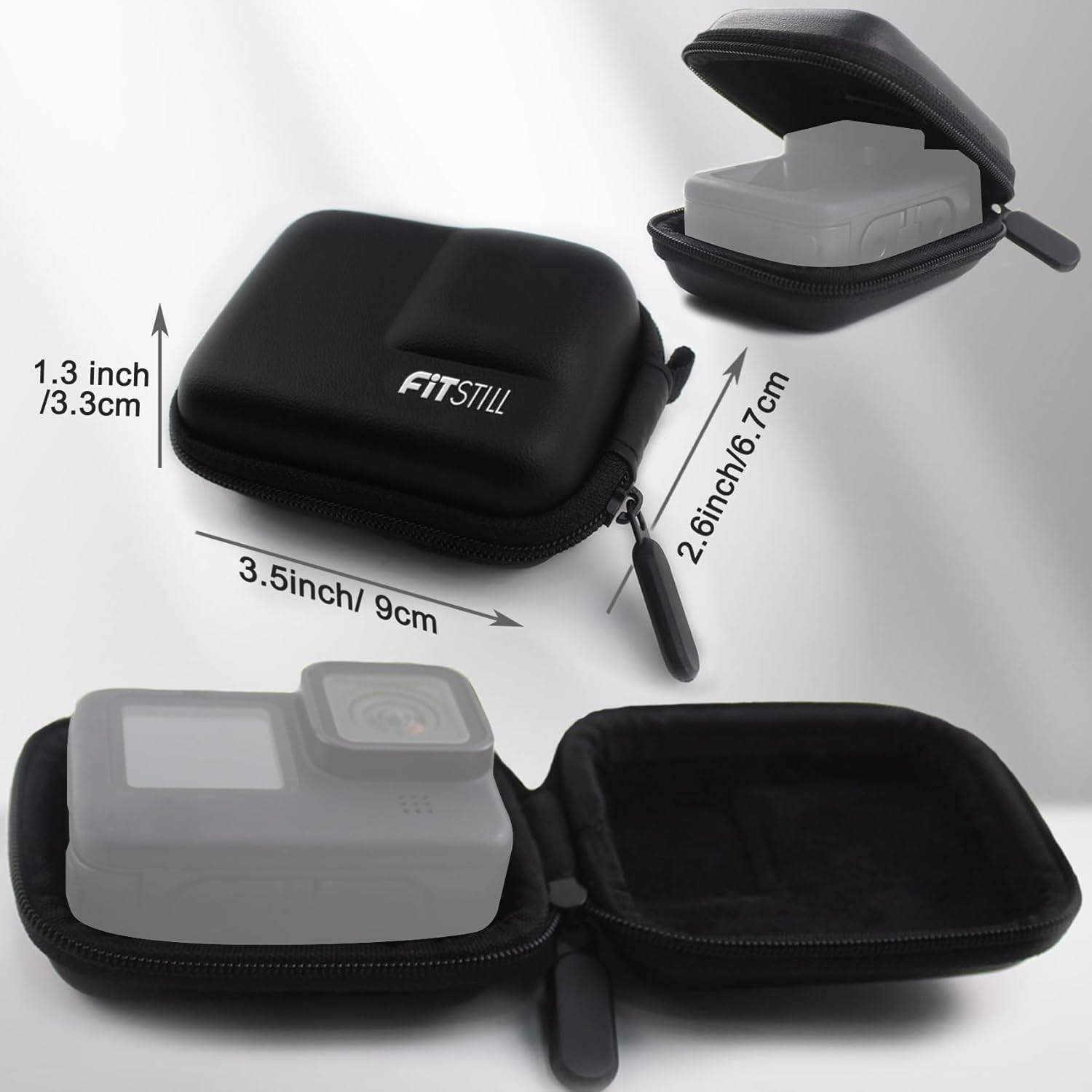 FiTSTILL Black PU Mini Carrying Case for Go Pro Hero 13 Black,Hard Shell Travel Storage Case for Hero 12/11/10/9/8/7/(2018)/6/5 DJI Osmo Action,AKASO,Campark,YI Action Camera and More - Image 8