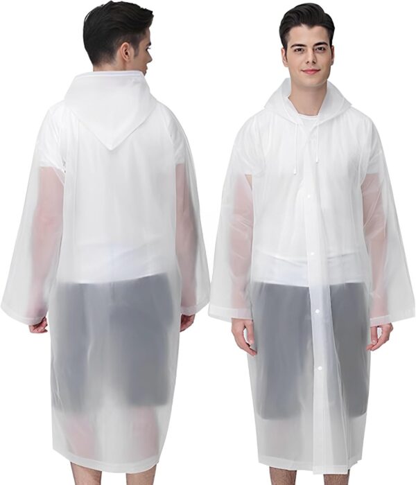 Cosowe Rain Ponchos for Adults Reusable, 2 Pcs Raincoats Emergency for Women Men with Hood and Drawstring - Image 5