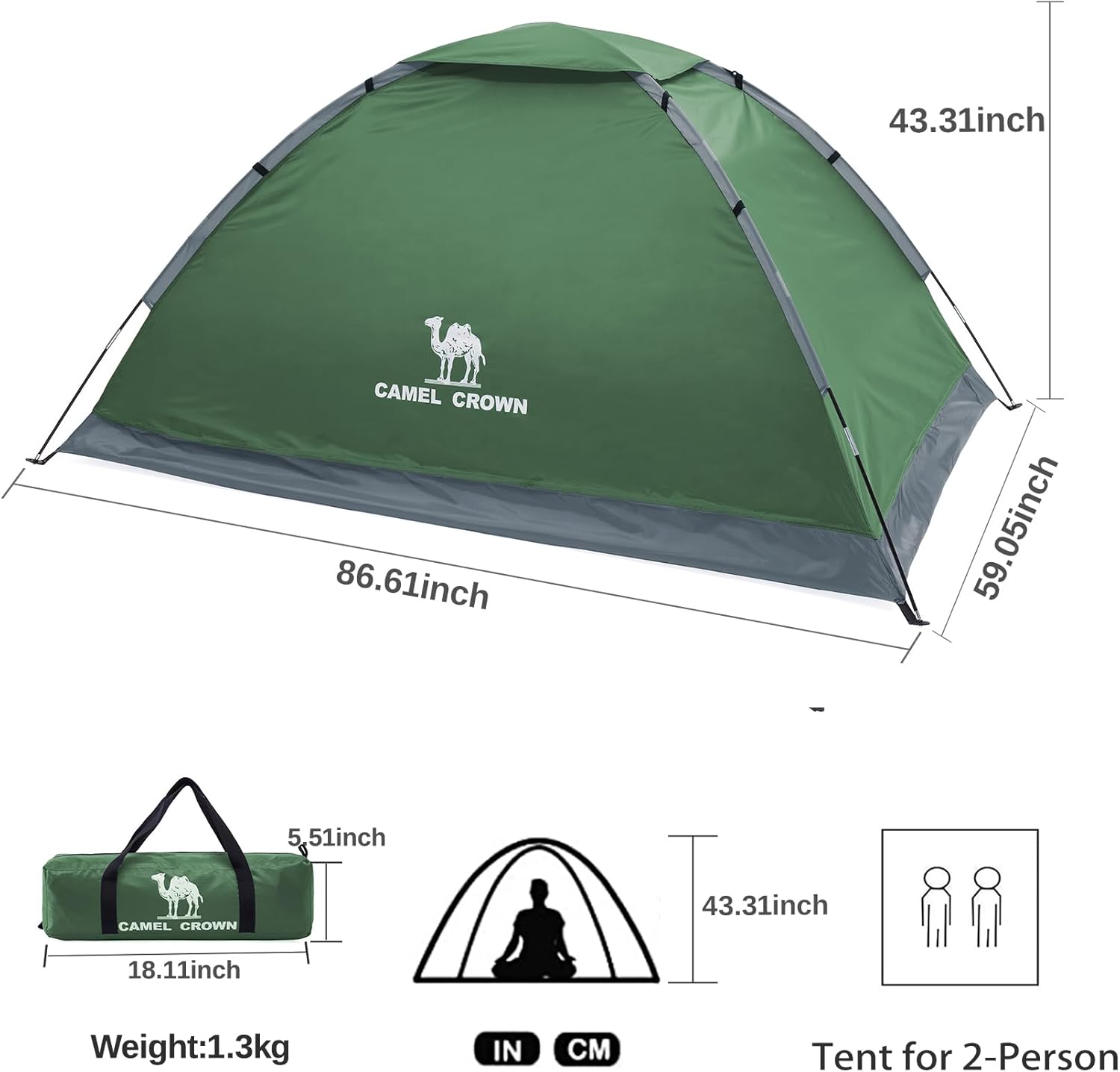 CAMEL CROWN Tents for Camping 2/3/4/5 Person Camping Dome Tent, Waterproof,Spacious, Lightweight Portable Backpacking Tent for Outdoor Camping/Hiking - Image 4