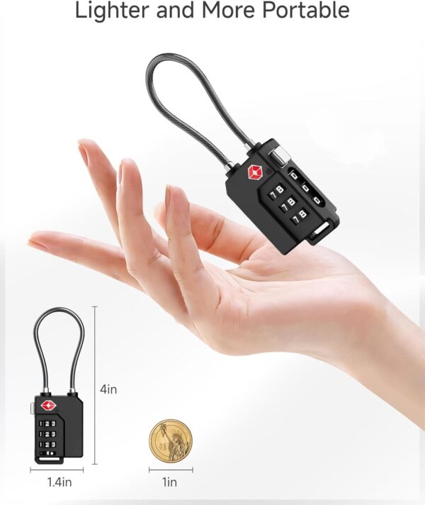 LUGGEX TSA Locks for Luggage, Suitcase Locks TSA Approved, Luggage Locks, Ease of Use & Durable(Black,4 Pack) - Image 4