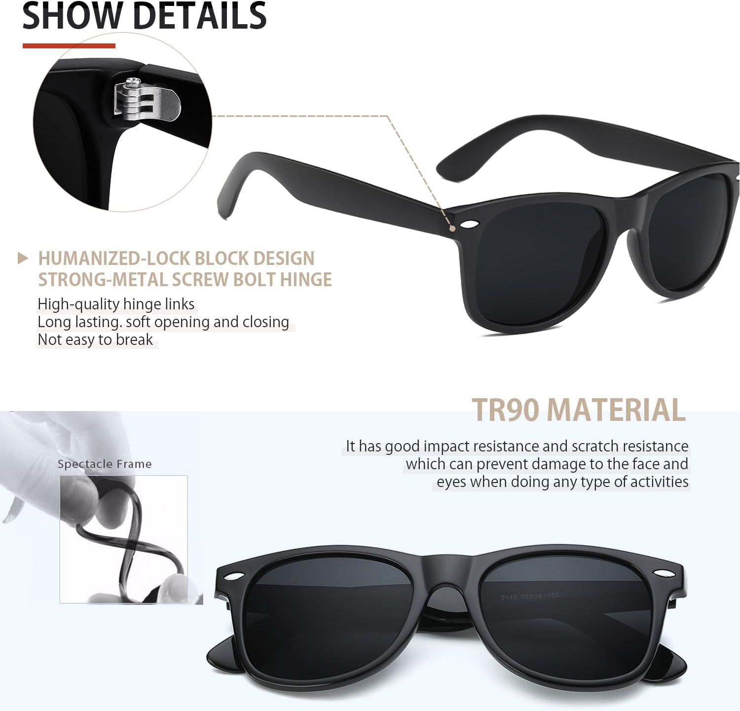FEIDUSUN Sunglasses Men Polarized Sunglasses for Mens and Womens,Black Retro Sun Glasses Driving Fishing UV Protection - Image 3