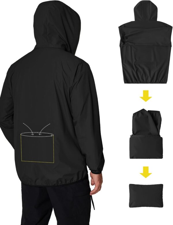 COOFANDY Men's Packable Rain Jacket Lightweight Waterproof Raincoat with Hood Travel Hiking Golf Windbreaker - Image 4