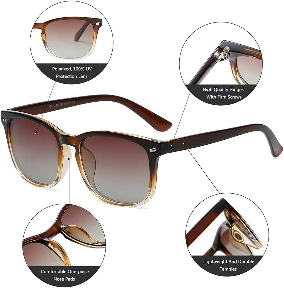 DUSHINE Polarized Sunglasses for Women Classic Retro Style UV400 Protection - Image 5