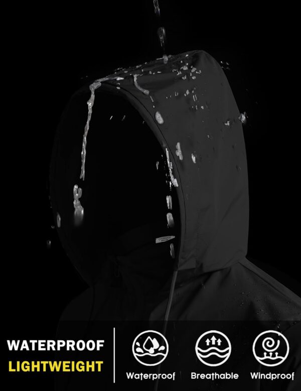 COOFANDY Men's Packable Rain Jacket Lightweight Waterproof Raincoat with Hood Travel Hiking Golf Windbreaker - Image 3