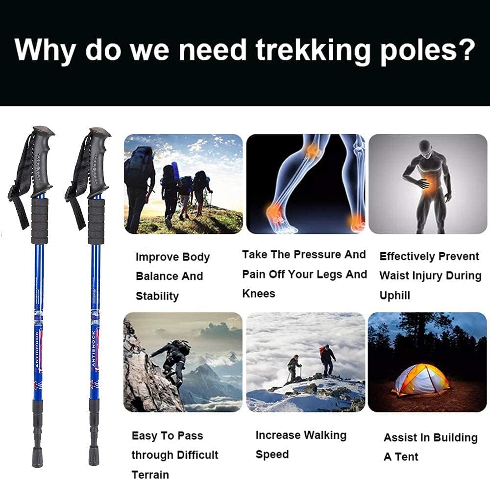 Aihoye Hiking Trekking Poles, 2 Pack Collapsible, Lightweight, Anti Shock, Walking Sticks, Adjustable Hiking Pole for Men and Women - Image 7