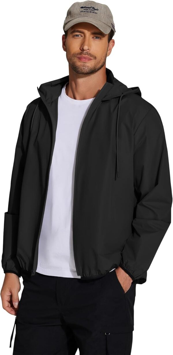 COOFANDY Men's Packable Rain Jacket Lightweight Waterproof Raincoat with Hood Travel Hiking Golf Windbreaker - Image 7