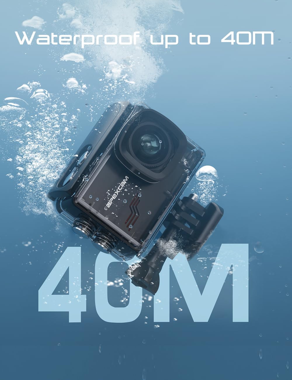 Apexcam Action Camera 4K with 64GB Card, HD 60FPS 48MP Sports Camera for Vlogging, 40M Waterproof Camera Underwater, 170 ° Wide Angle WiFi Camcorder, 8X Zoom, Remote Control, Helmet Mount Accessories - Image 5