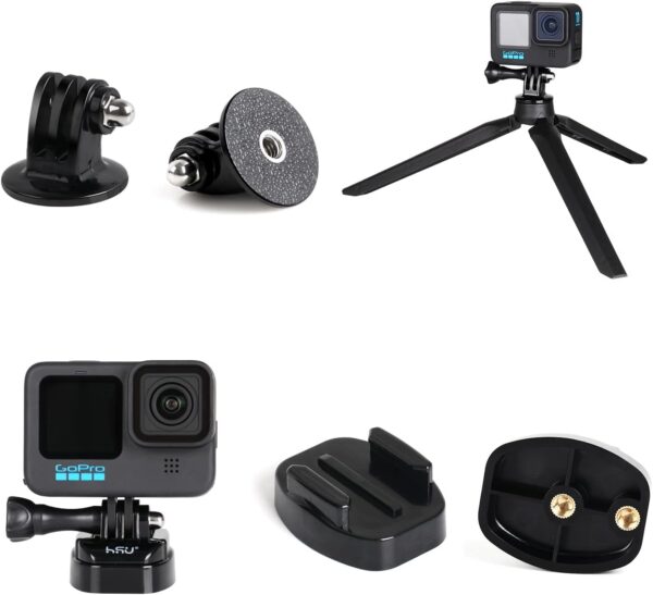 HSU Basic Adapter Grab Bag for GoPro - 13pcs Kit Including Quick Release Buckle, J-Hook Buckle, 3-Way Pivot Arms, Tripod Mount, Curved Extension Arm and Thumbscrews - Image 5