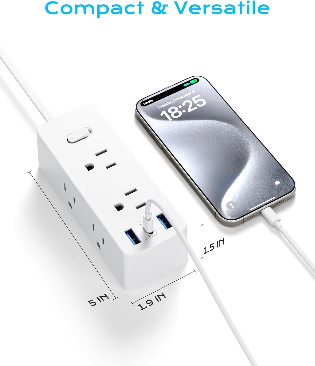 European Travel Plug Adapter, Olcorife Universal Travel Adapter for EU UK US AUS, 6 Outlets 3 USB Ports with 5ft Extension Cord, International Power Adapter for US to Europe UK AUS - Image 6
