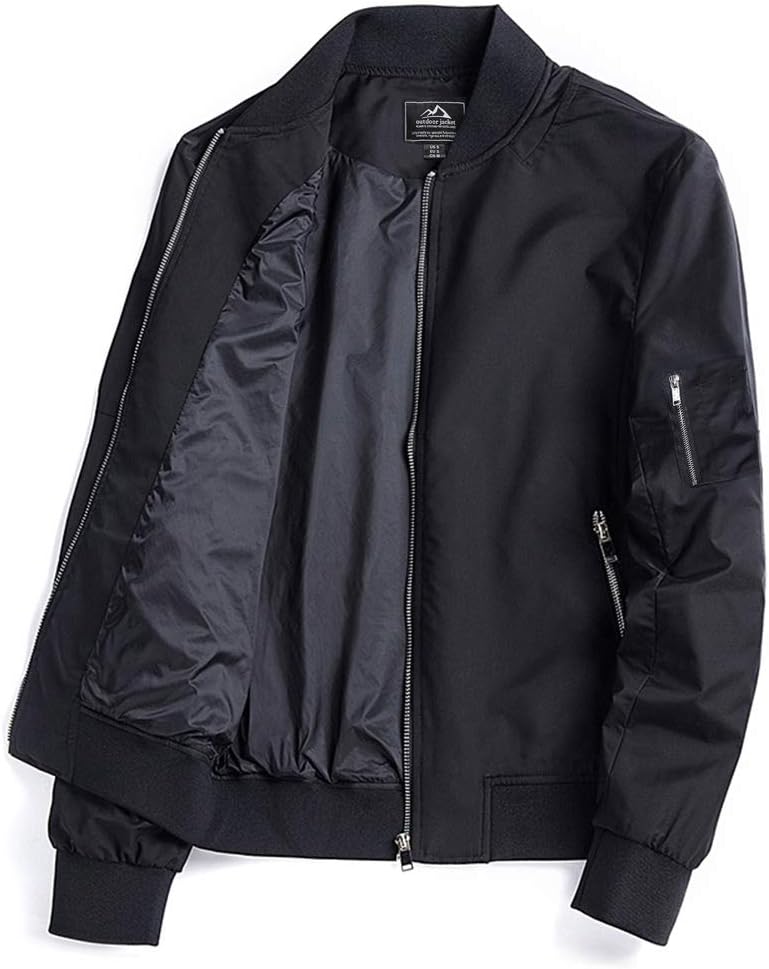 TACVASEN Men's Bomber Jacket Lightweight Casual Spring Fall Windbreaker Zip Up Coat with Pocket - Image 8