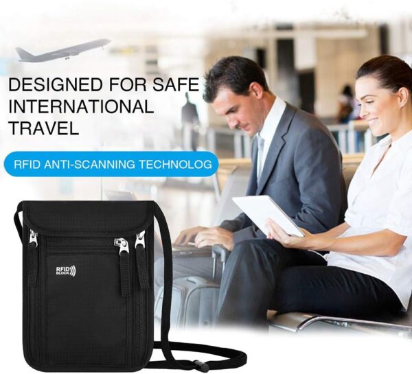Travel Pouch Neck Wallet Family Passport Holder Organizer Case with RFID Blocking - Image 8