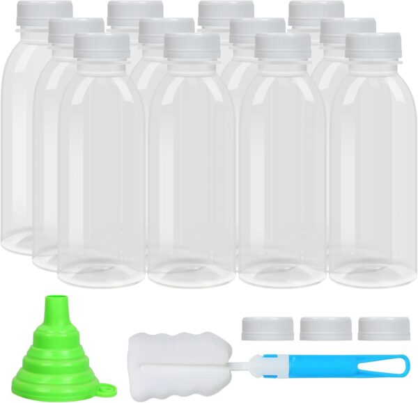 Dishwasher Safe 16oz Plastic Bottles with Caps Reusable BPA Free PP5 Juice Milk Water Smoothie Bottle Heat-Resistant Refillable - Image 2