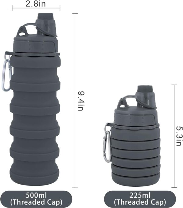 Collapsible Water Bottles Travel water bottle Sports Portable Sport Water Bottle Reusable Water Bottles comes with mountaineering Buckle 500ml silicone Water-proof camping water bottle - Image 4