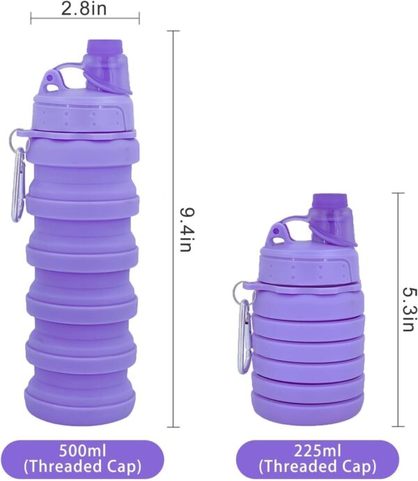 Collapsible Water Bottles Travel water bottle Sports Portable Sport Water Bottle Reusable Water Bottles comes with mountaineering Buckle 500ml silicone Water-proof camping water bottle - Image 3