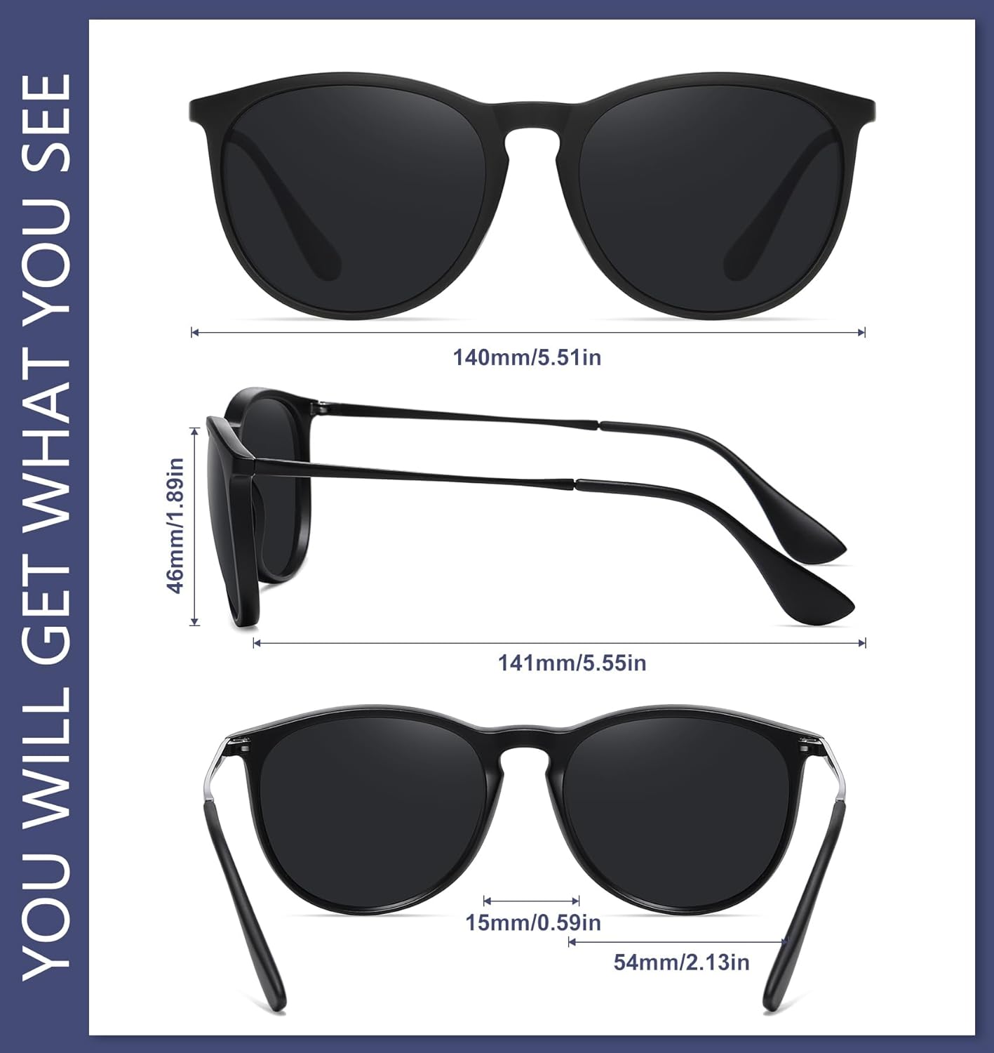 Retro sunglasses womens 2024 trendy round classic glasses - Image 7
