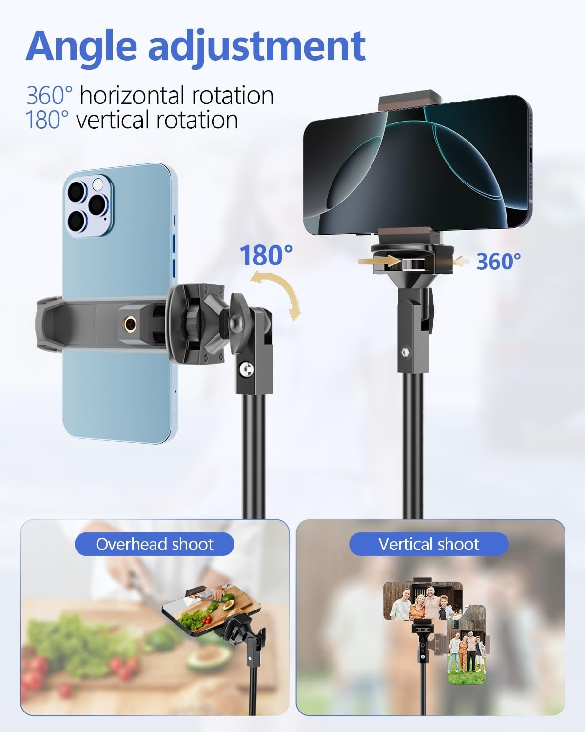 EMART 62’’ Cell Phone Tripod Stand, Adjustable Floor Cellphone Tri Pod Holder with Remote for iPhone and Android, Portable Compact Smartphone Selfie Stick for Video Recording Camera Ring Light Filming - Image 4
