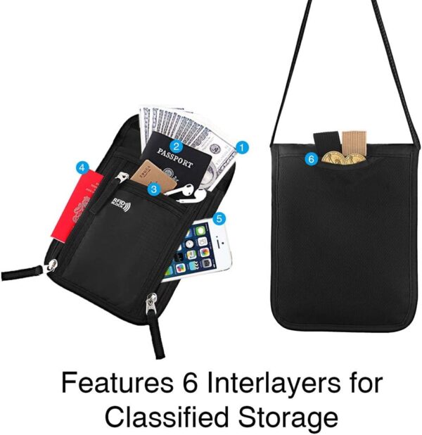 Travel Pouch Neck Wallet Family Passport Holder Organizer Case with RFID Blocking - Image 4