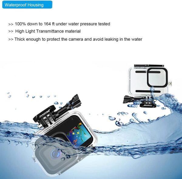 Accessories Kit for Gopro Hero 13 12 11 10 9 Black Waterproof Housing Silicone Case Glass Screen Protector Bundle for Go pro Gopro13 Gopro12 Gopro11 Gopro10 Hero13 Hero12 Hero11 Hero10 Camera 62E - Image 3