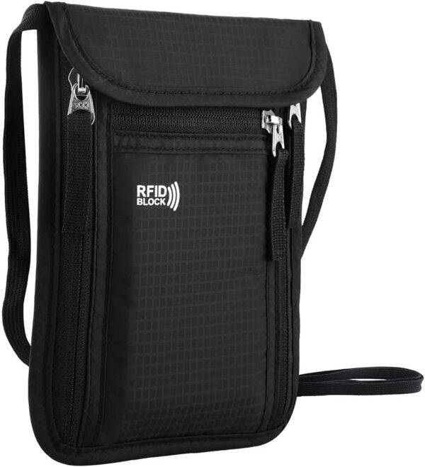 Travel Pouch Neck Wallet Family Passport Holder Organizer Case with RFID Blocking - Image 2