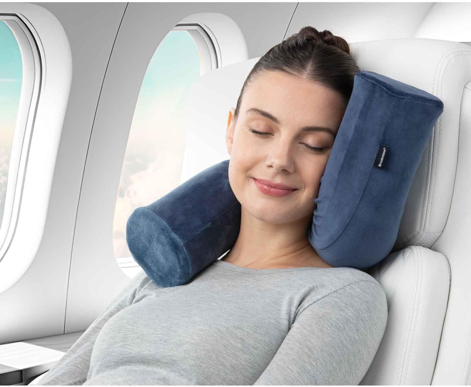 Brookstone Free Form Travel Pillow - Lightweight Flexible Memory Foam Travel Neck Pillow for Sleeping, Car, Airplane & Travel Support, Blue - Image 5