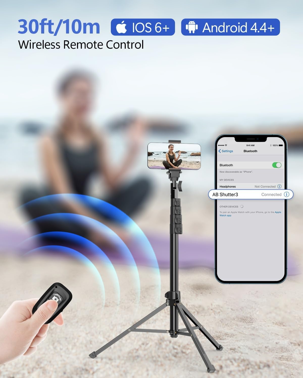 EMART 62’’ Cell Phone Tripod Stand, Adjustable Floor Cellphone Tri Pod Holder with Remote for iPhone and Android, Portable Compact Smartphone Selfie Stick for Video Recording Camera Ring Light Filming - Image 6