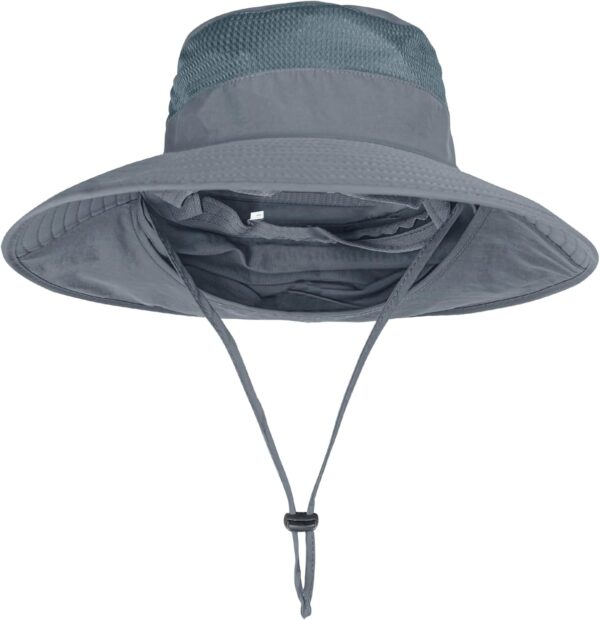 Sun Hats for Men Women Fishing Hat UPF 50+ Breathable Wide Brim Bucket Hats Summer UV Protection Safari Hat with Neck Flap - Image 4
