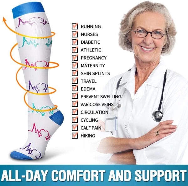 6 Pack Copper Compression Socks for Women and Men Circulation-Best Support for Medical, Running,Nursing,Athletic - Image 7