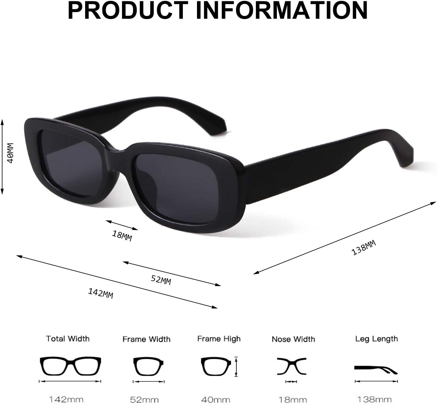 BUTABY Rectangle Sunglasses for Women Retro Driving Glasses 90’s Vintage Fashion Narrow Square Frame UV400 Protection - Image 5