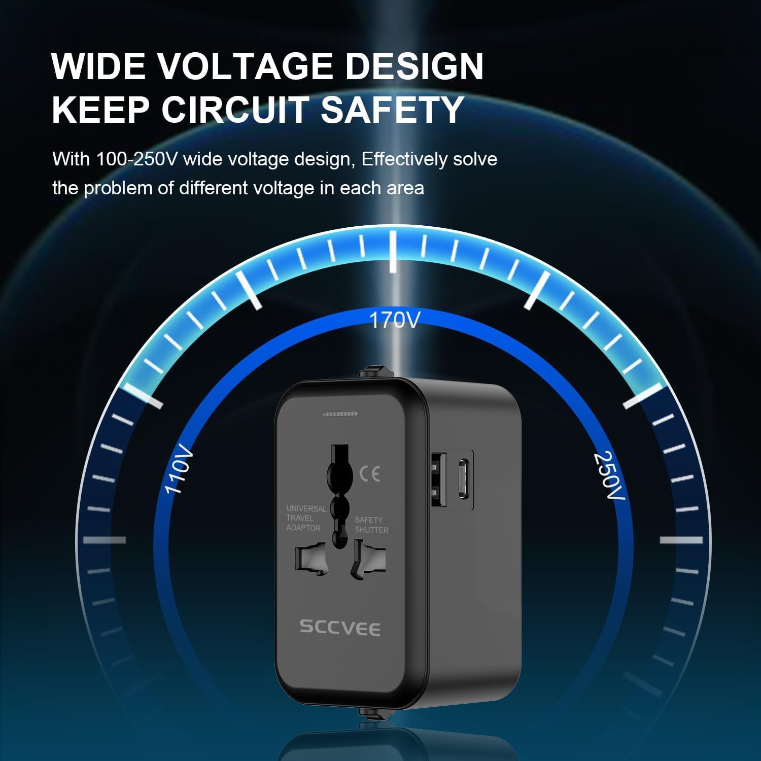Universal Travel Adapter with USB C, International Power Plug Adapter All in One Worldwide Travel Adapter Power Converters Wall Charger AC Power Plug Adapter USB Type C Charger for USA EU UK AUS - Image 7