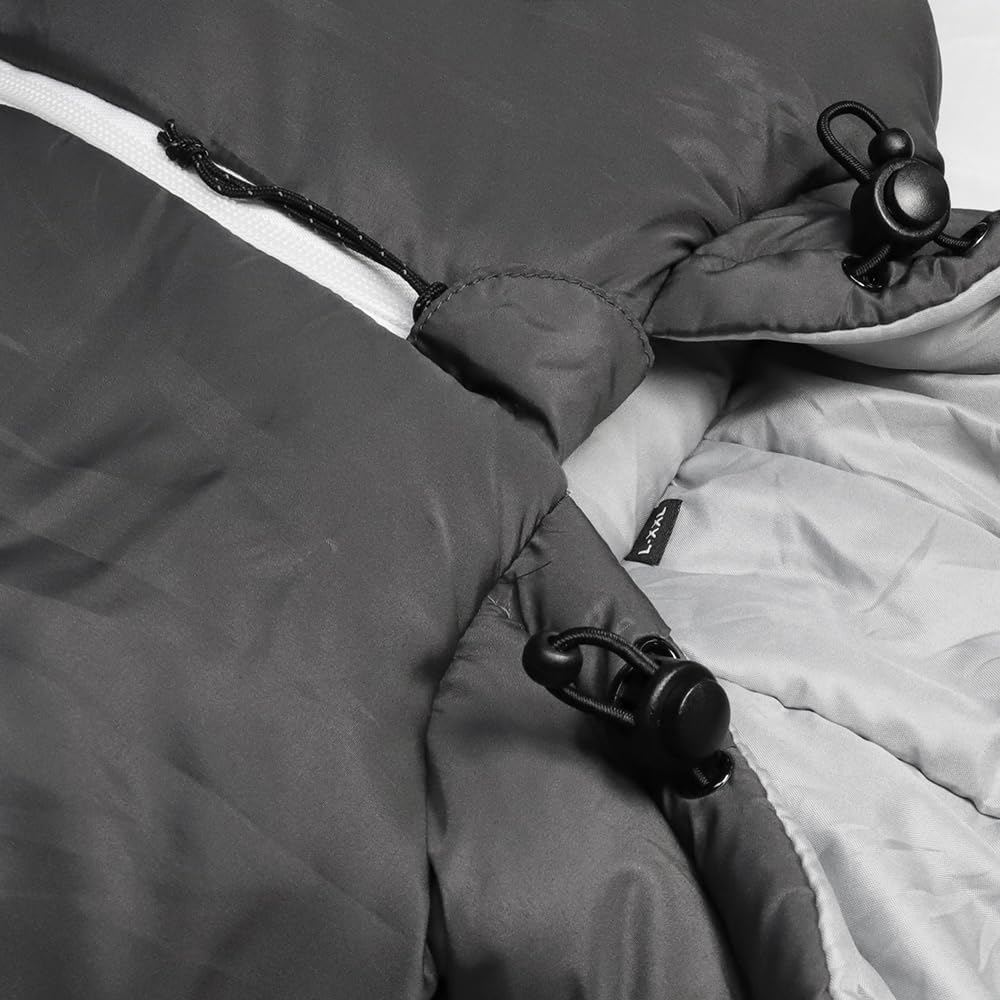 Thermotuff Wearable Sleeping Bag with Dual Hoodie, Zippered Arm Holes, Pockets & Adjustable Drawstring - Ideal for Camping, Cold Weather Hiking, and Stadium Sak Blanket, Grey & White, L-XL - Image 9