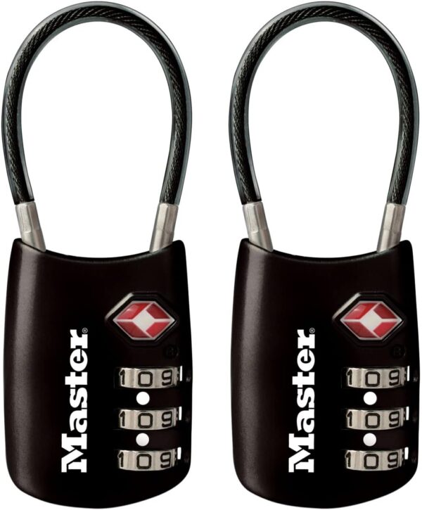 Master Lock Padlock, Set Your Own Combination TSA Locks for Luggage, Travel Zipper Lock with Cable Shackle is 1-3/16 in. Wide, Colors May Vary, 4688T, 2 Count (Pack of 1) - Image 2