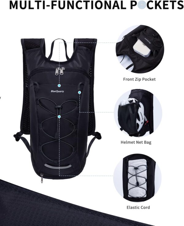 Blue Quartz Hydration Backpack with 2L Water Bladder, Hiking Water Backpack for Women Men, Lightweight Cycling Daypack with Phone Pocket & Helmet Net Bag, Hydration Pack for Biking, Running, Skiing - Image 3