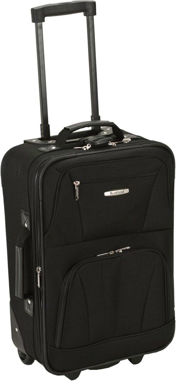 Rockland Fashion Softside Upright Luggage Set, Expandable, Black, 2-Piece (14/19) - Image 3