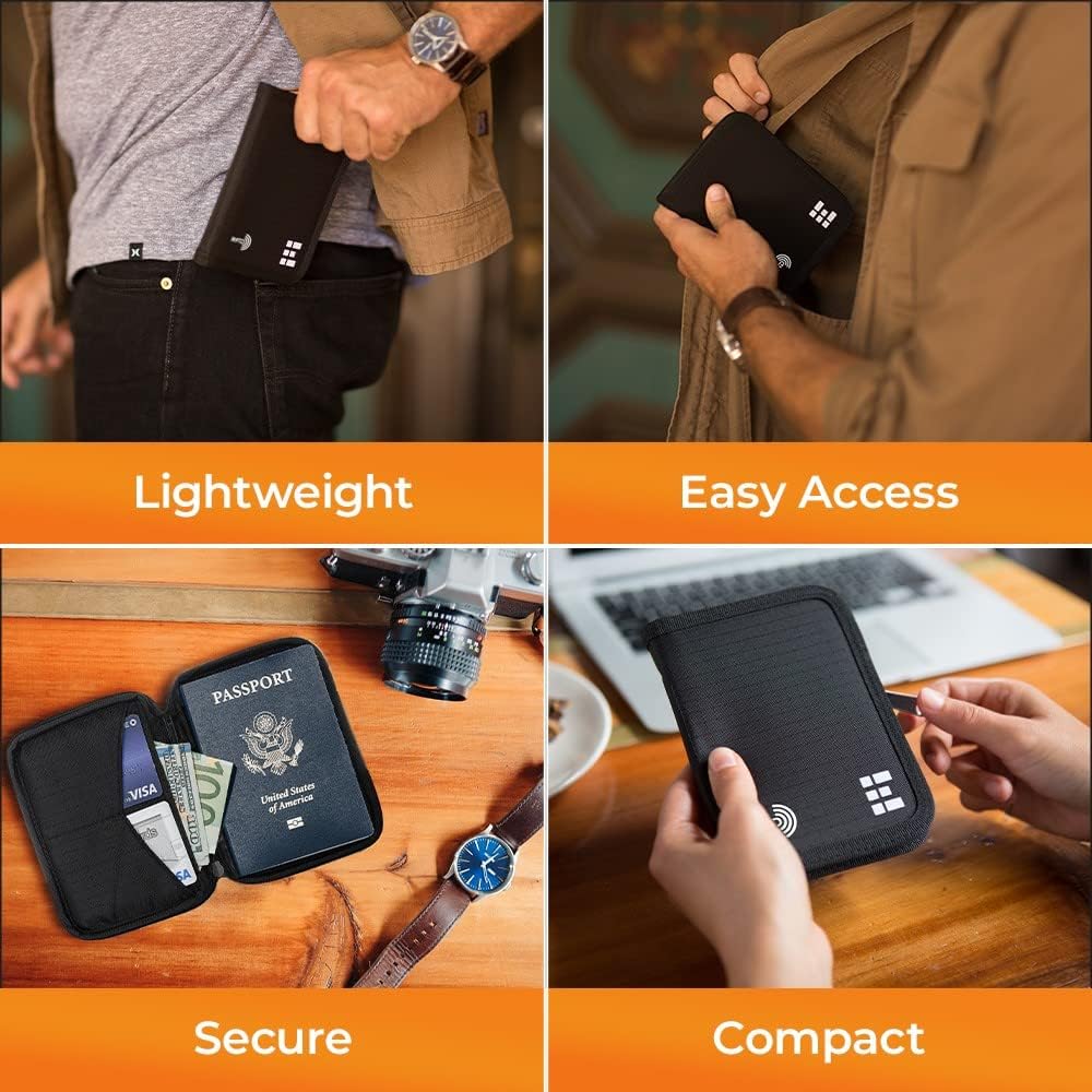 Passport Holder & Travel Wallet with RFID Blocking - Premium Document Organizer Case for Men and Women - Holds Passports, Cards, Tickets, ID, Cash - Compact Zippered Wallet - Midnight - Image 5