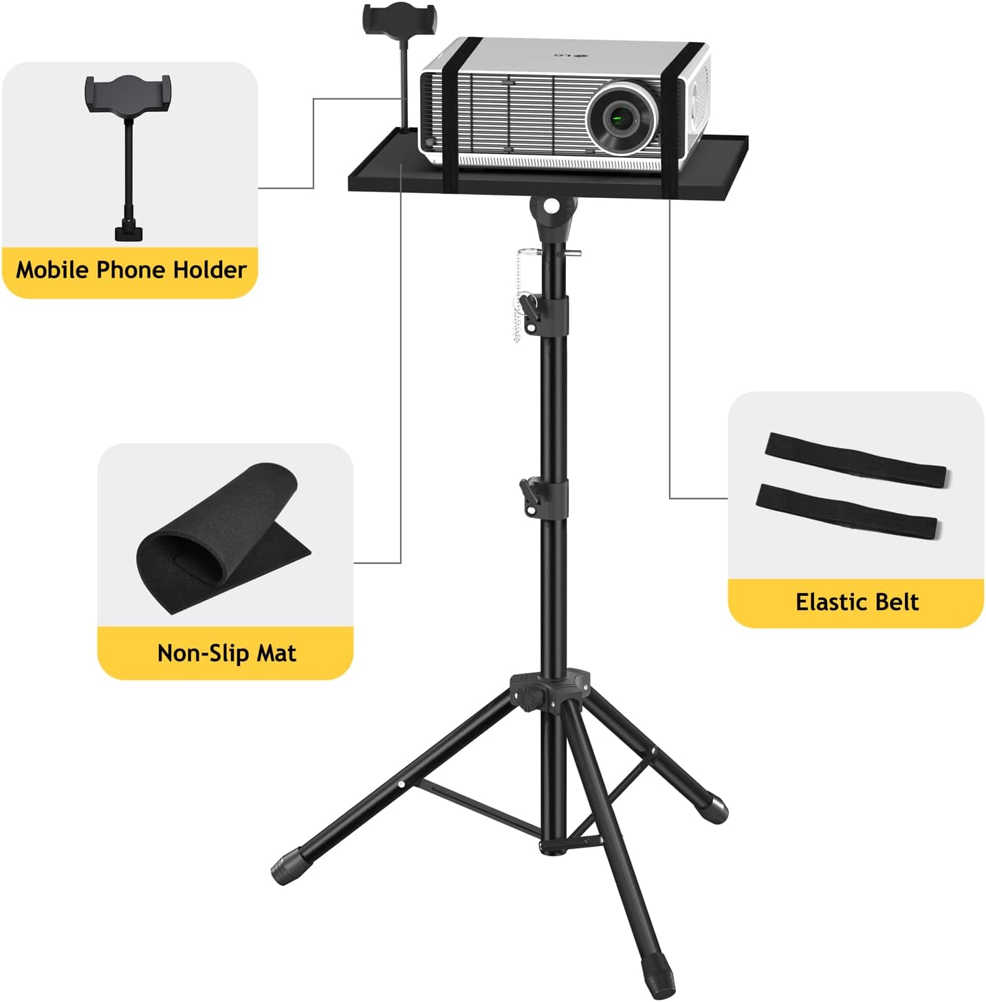 Projector Stand Tripod - Laptop Tripod Projector Stand Adjustable Height 22 to 47 Inch, Projector Tripod Stand, Tripod for Porjector, Projector Stand for Outdoor Movies - Image 5