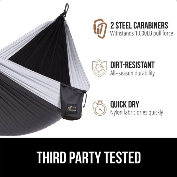 GORILLA GRIP Durable Portable Camping Hammock, Holds 400lbs with Heavy Duty Tree Straps, Comfortable Travel Swing, Camp Hammocks, Easy to Use and Install, Outdoor Essentials, Blue, 9x4.5 FT - Image 6