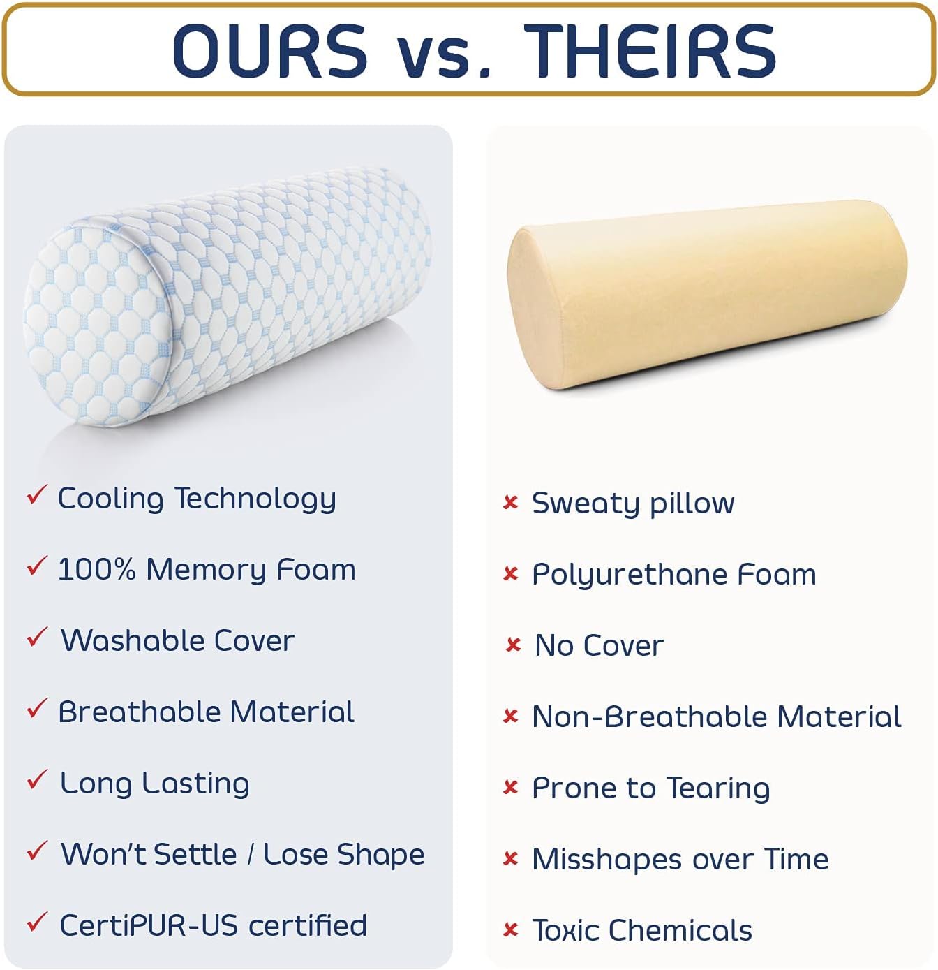 Nestl Neck Roll Pillow for Pain Relief - Premium Memory Foam – Bolster Pillow for Sleeping with a Breathable Cooling Cover - Comfy Cylinder Neck Roll Pillow - Image 6