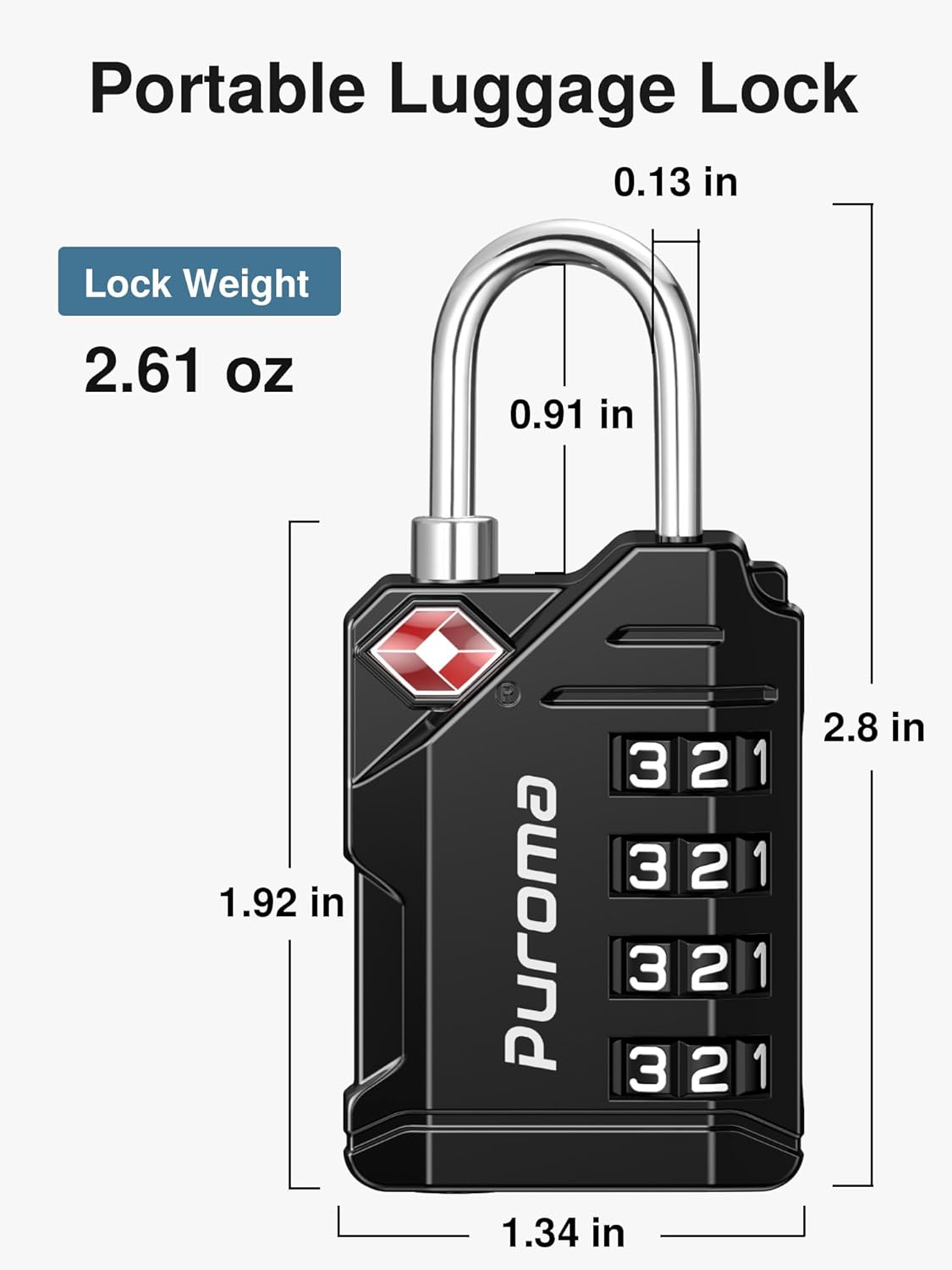 Puroma TSA Approved Travel Luggage Locks, 2 Pack Black 4 Digit Resettable Combination Code Lock with Zinc Alloy Body for Suitcase, Backpack, Laptop Bag, Gym Locker, Toolbox - Image 7