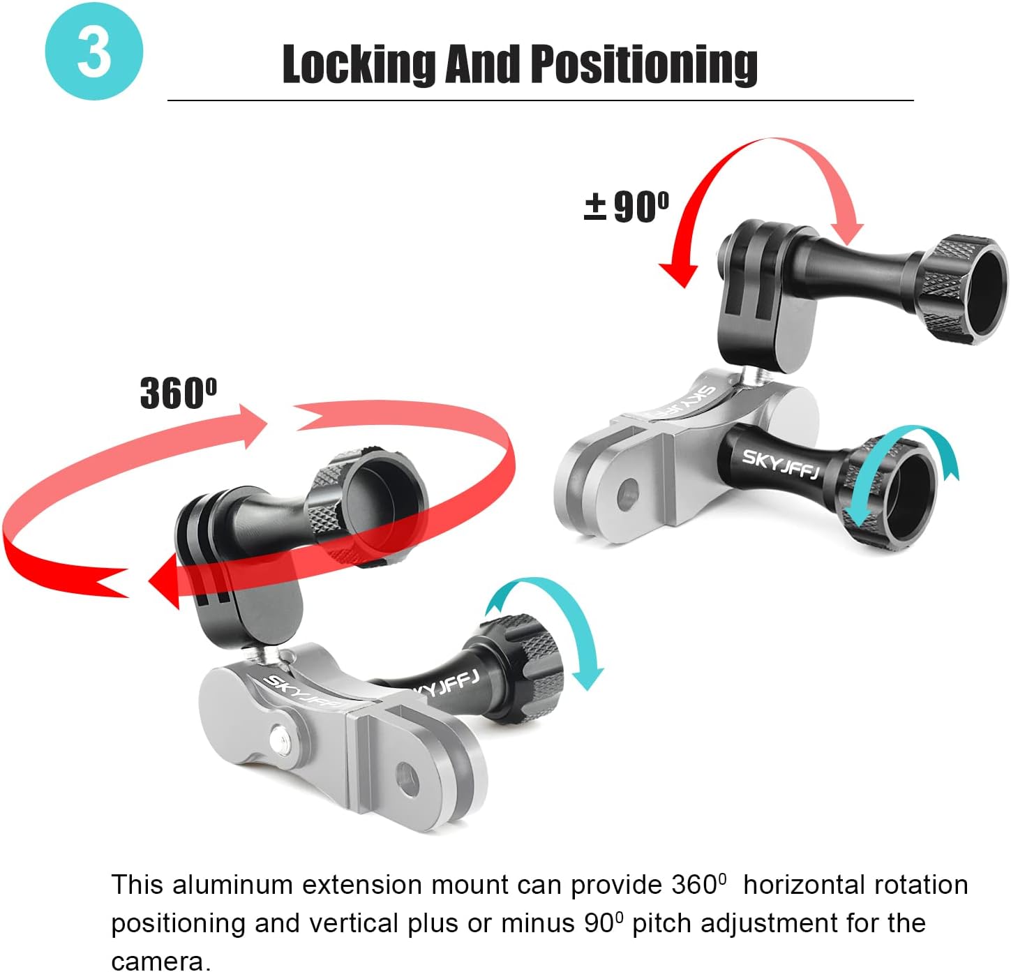 Aluminum Ball gopro Handlebar Mount, 360 Rotation and Lock Any Direction, Shock-Resistant, Compatible with Gopro Hero 8 9 10 11 12, Max, DJI OSMO Action Camera - Image 5