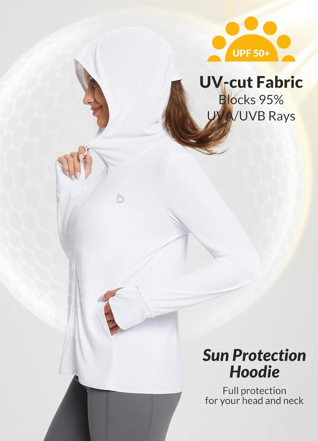 baleaf Women's Sun Protection Jacket Hoodie Clothing Lightweight Long Sleeve Sun Cover Up Shirt - Image 4
