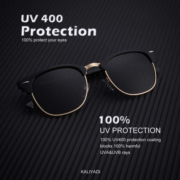 KALIYADI Sunglasses Men Polarized Sunglasses for Men Women Unisex Semi-Rimless Frame Retro Driving Sun Glasses UV Blocking - Image 3