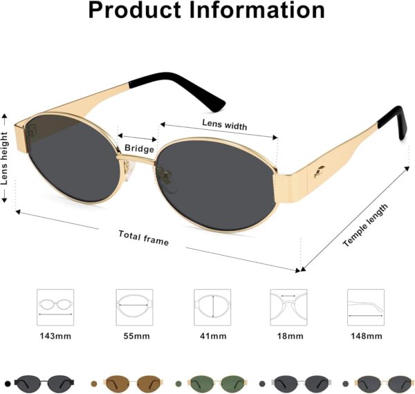 SOJOS Retro Oval Sunglasses for Women Trendy Classic Shades UV400 Protection SJ1256 - Image 7
