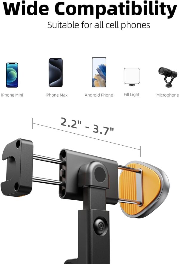 TODI 63" Cell Phone Selfie Stick Tripod, Portable Tripod for iPhone with Wireless Remote, Extendable Smartphone Stand, All-in-1, Compatible with iPhone/Android - Image 7