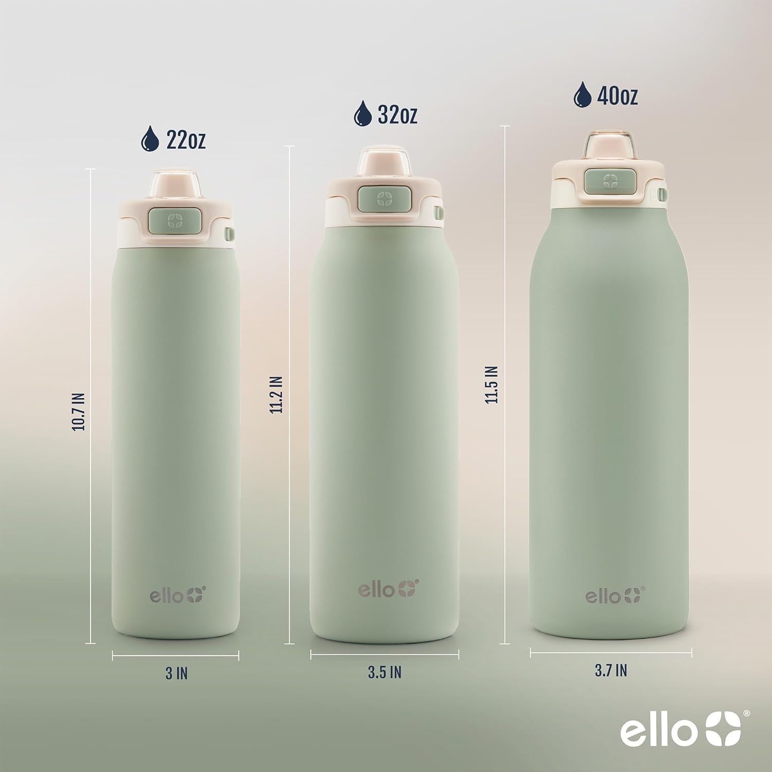 Ello Pop & Fill Stainless Steel Water Bottle with Quick Fill Technology, Double Walled Vacuum Insulated Metal, Leak Proof Locking Lid, Sip & Chug, BPA Free, Holiday Gift for Him Her, 22oz, 32oz, 40oz - Image 7