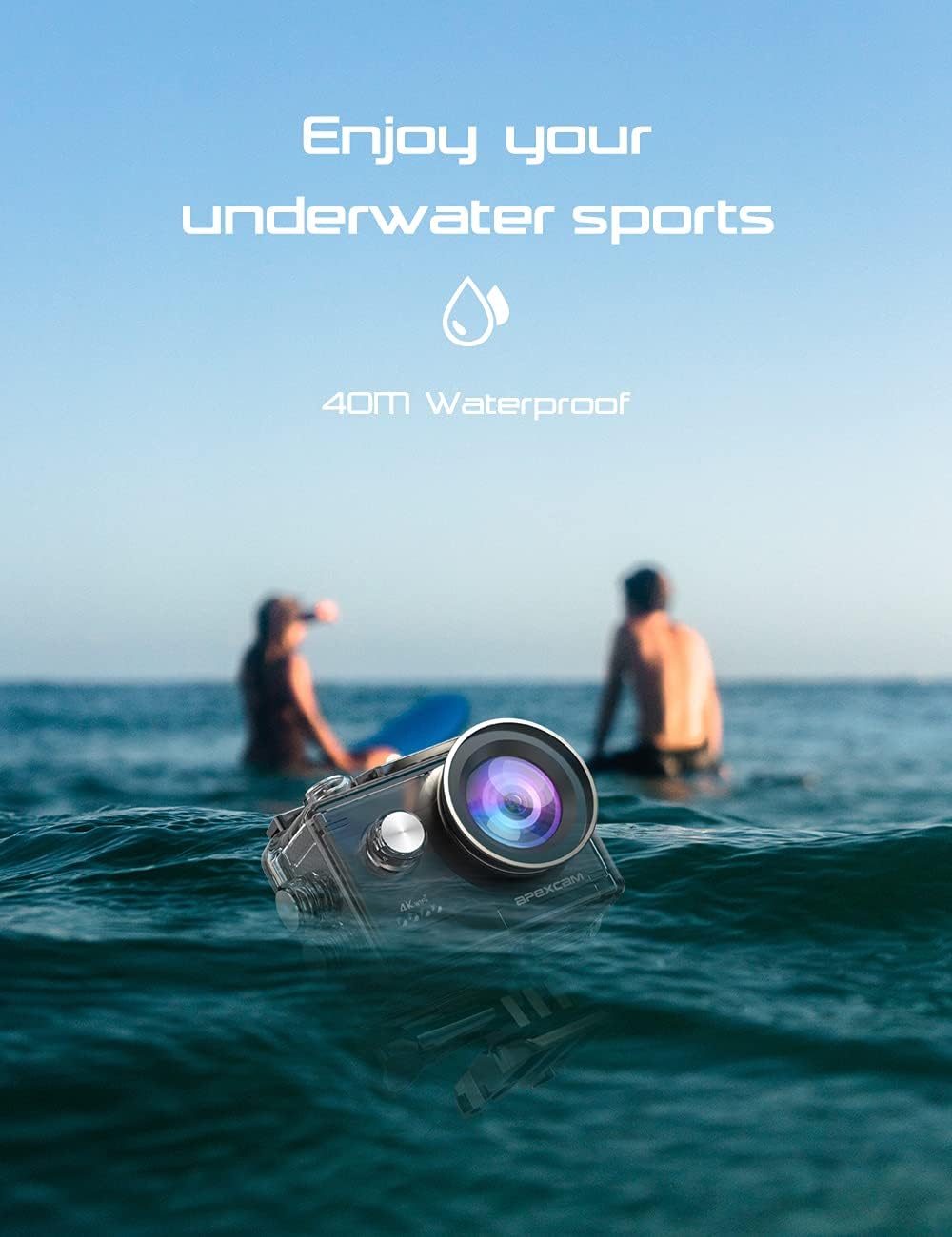 Apexcam Action Camera 4K Sports Cameras 20MP 40M 170°Wide-Angle WiFi Waterproof Underwater Camera with 2.4G Remote Control 2 Batteries 2.0'' LCD Ultra HD Cameras with Mounting Accessories Kit - Image 7