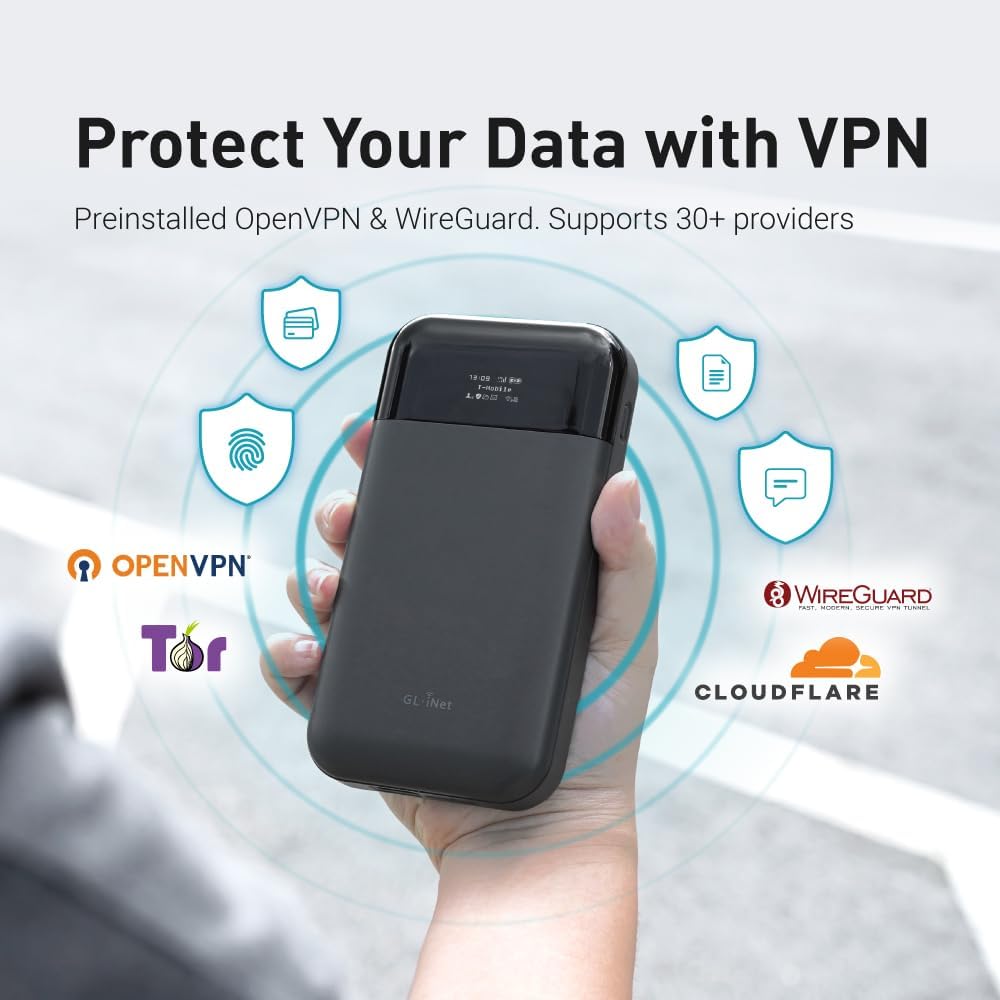 GL.iNet GL-E750V2 (MUDI) 4G LTE Portable Wi-Fi Hotspot for Travel | Mobile Hotspot Device, OpenWrt, OpenVPN, WireGuard, 7000mAh, Global Version - Image 6