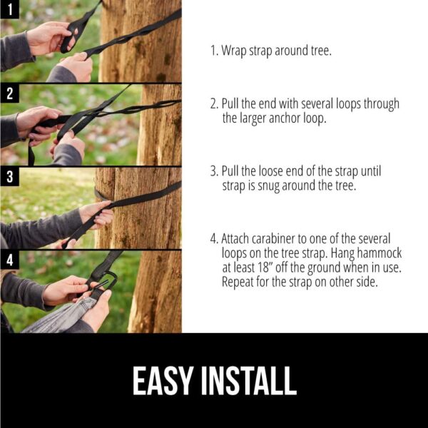 GORILLA GRIP Durable Portable Camping Hammock, Holds 400lbs with Heavy Duty Tree Straps, Comfortable Travel Swing, Camp Hammocks, Easy to Use and Install, Outdoor Essentials, Blue, 9x4.5 FT - Image 8