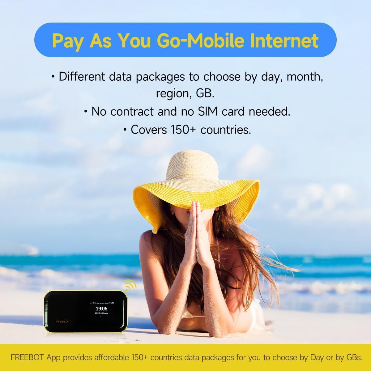 FREEBOT Mobile Hotspot Portable WiFi for Travel in 150+ Countries, No SIM Card, No Contract Required, High Speed, 10 Connected Devices, Multiple Networks (5GB Global & 10GB US Data, for 90 Days) - Image 8