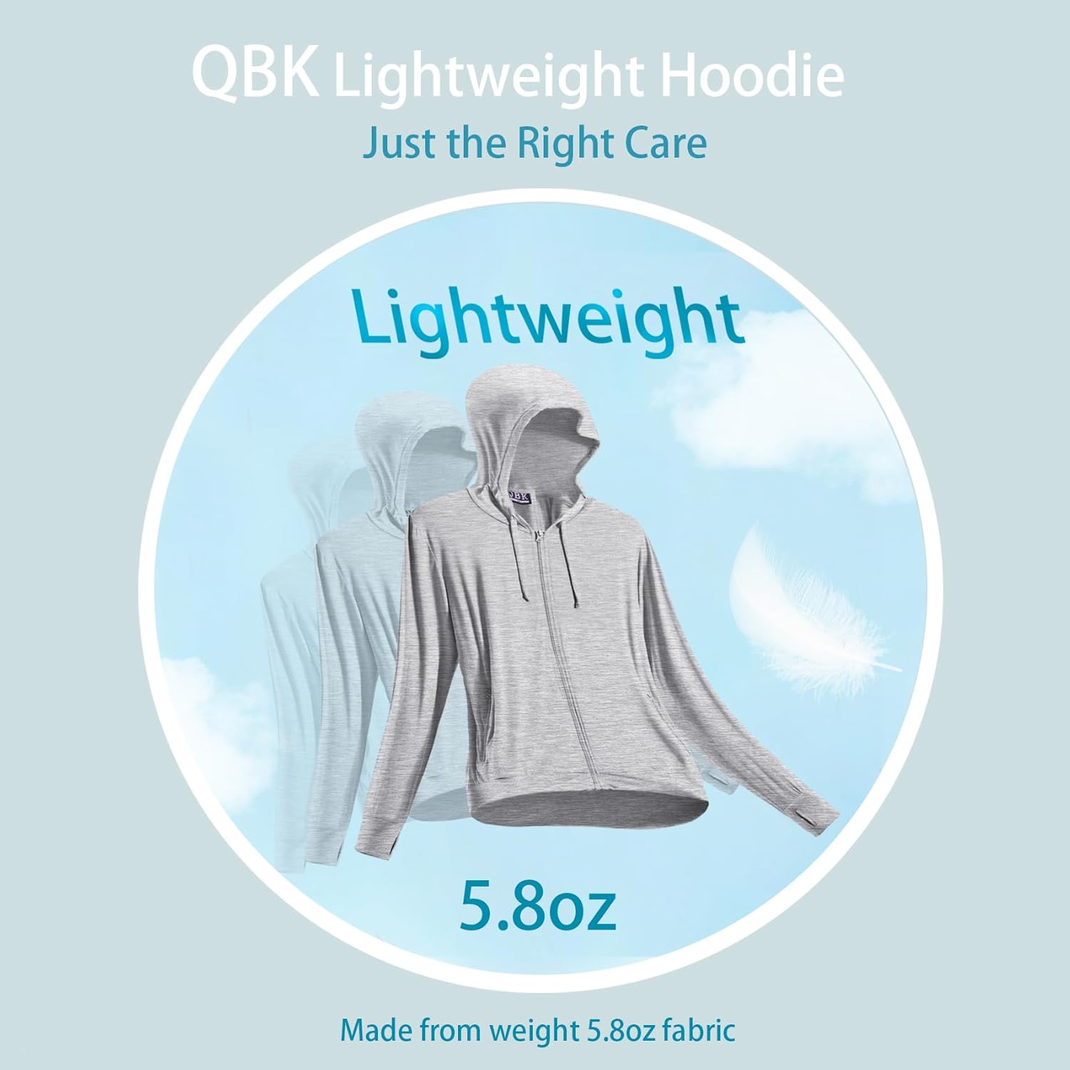QBK Light Weight Zip Up Hoodie Thin Summer Jacket For Women - Image 3