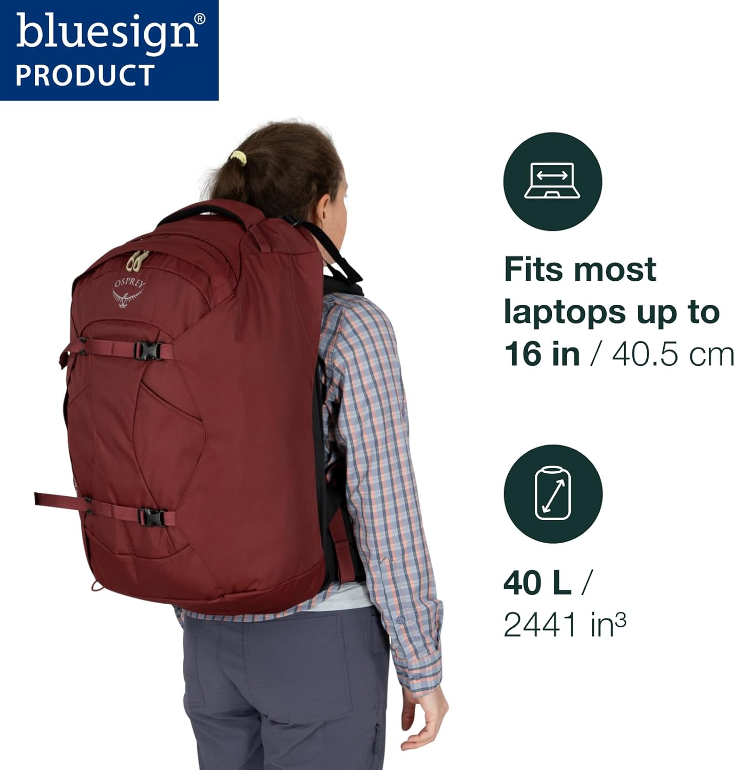Osprey Fairview 40L Women's Travel Backpack, Night Jungle Blue - Image 4